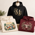 Custom DTF printed hoodies with personalized graphic designs