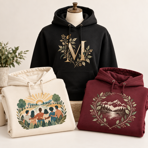 Custom DTF printed hoodies with personalized graphic designs