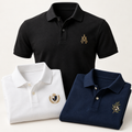 Custom embroidered polo shirts with monogram, crest and botanical designs