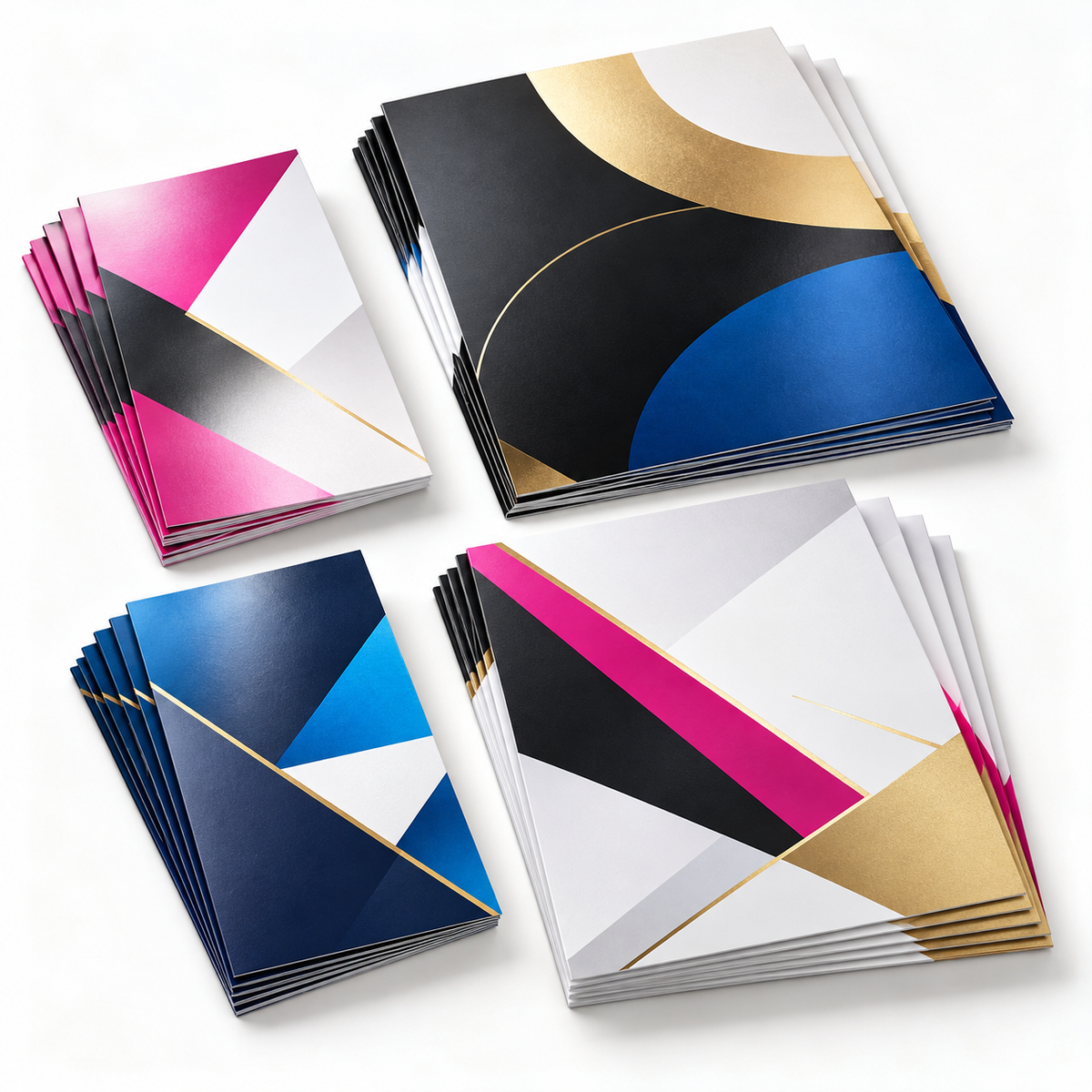 Custom printed flyers in half-sheet and letter sizes with matte and glossy finishes