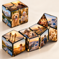 Custom infinity photo cube shown folded and unfolded