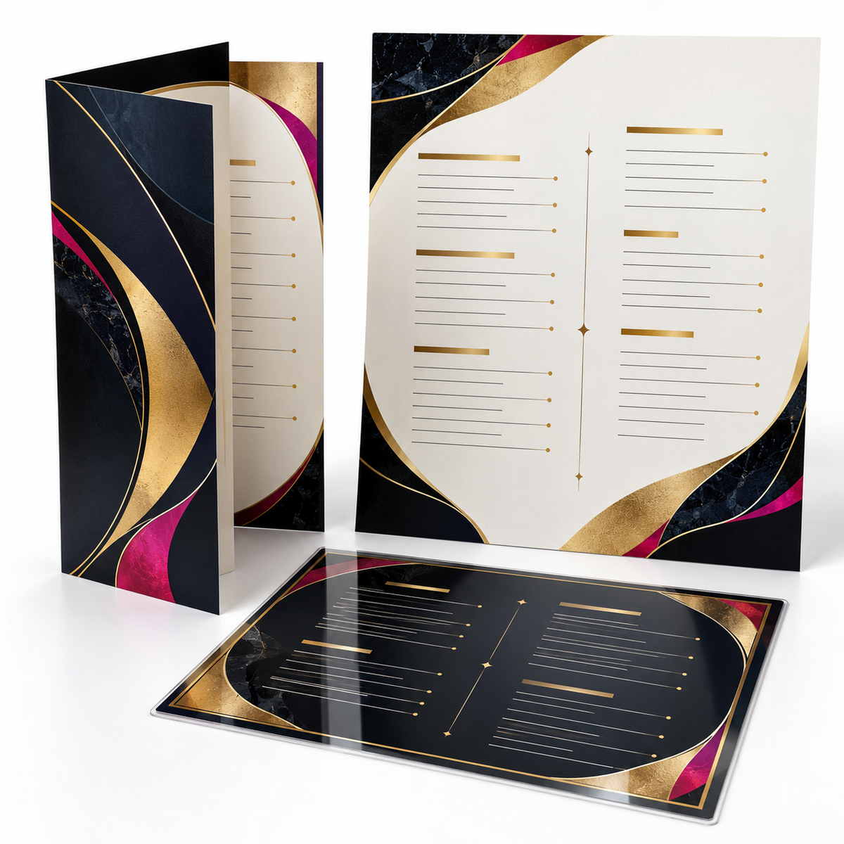 Custom printed menus and price lists in multiple sizes and finishes