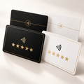 Custom NFC review cards with five-star rating design