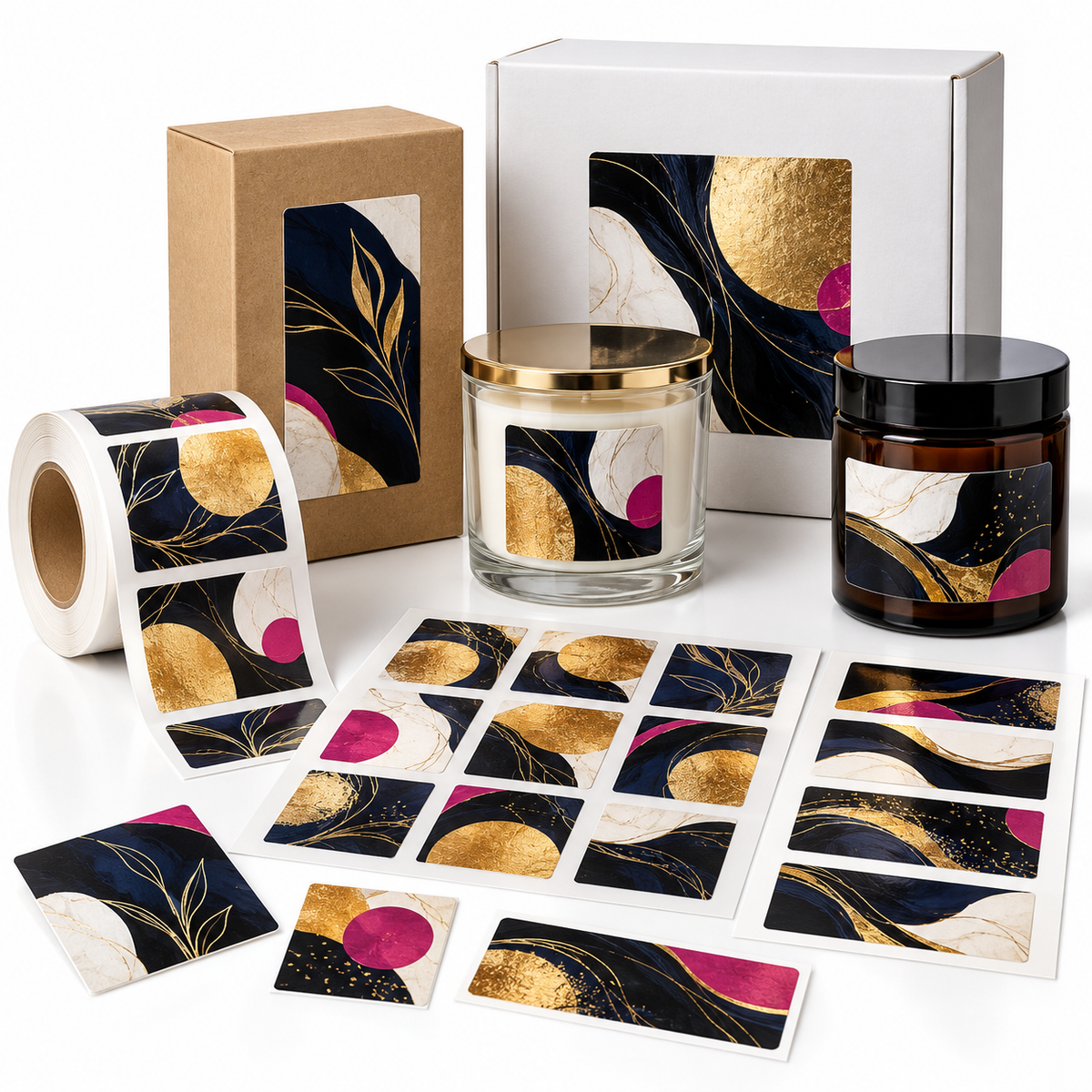 Custom product labels and stickers in paper vinyl and clear materials