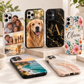 Personalized sublimation phone cases with photo, pet, monogram and floral designs
