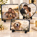 Personalized photo slate plaques with family, wedding and pet designs