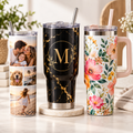 Personalized sublimation tumblers in slim, large and handled styles